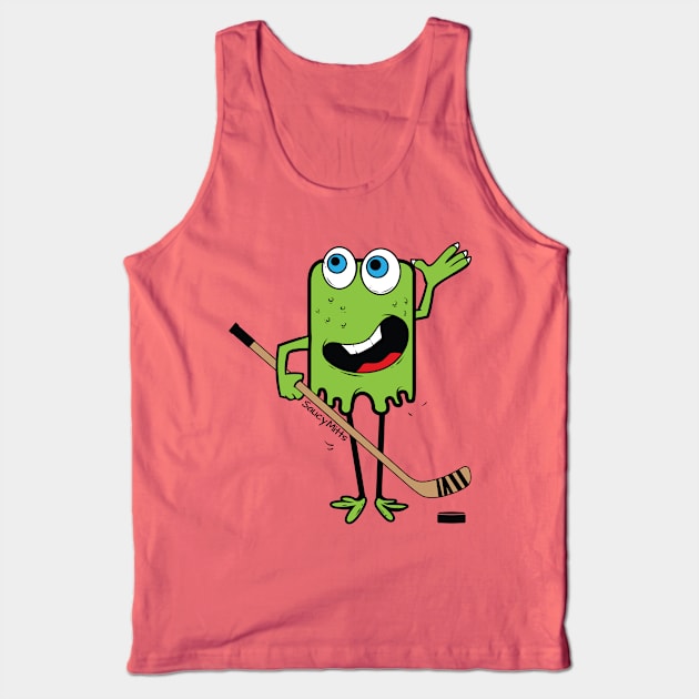 Green Hockey Monster Tank Top by SaucyMittsHockey